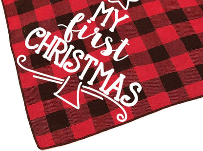 Dog First Christmas Bandana,Red Plaid Xmas Puppy Scarf